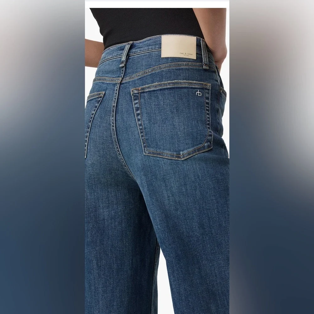 rag & bone Flexi Sofie Raw Hem Wide Leg High Waste Jeans size 26 color: WILLOW - Picture 3 of 3